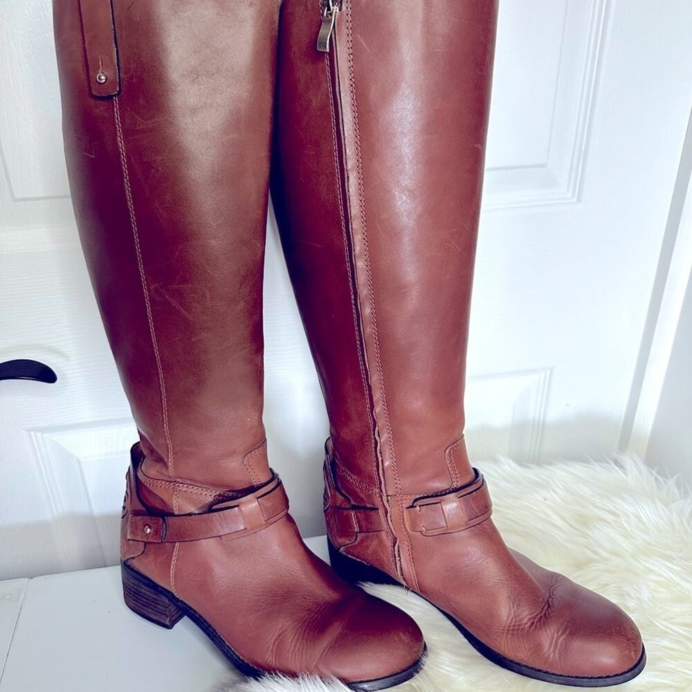 Franco Fortini campbell brown leather riding boots 8w wide - Picture 2 of 10